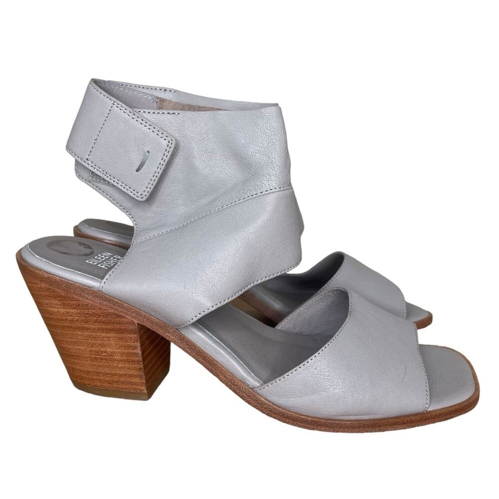 NEW Eileen Fisher Arts Ankle Cuff Sandal in Grey Leather 9.5